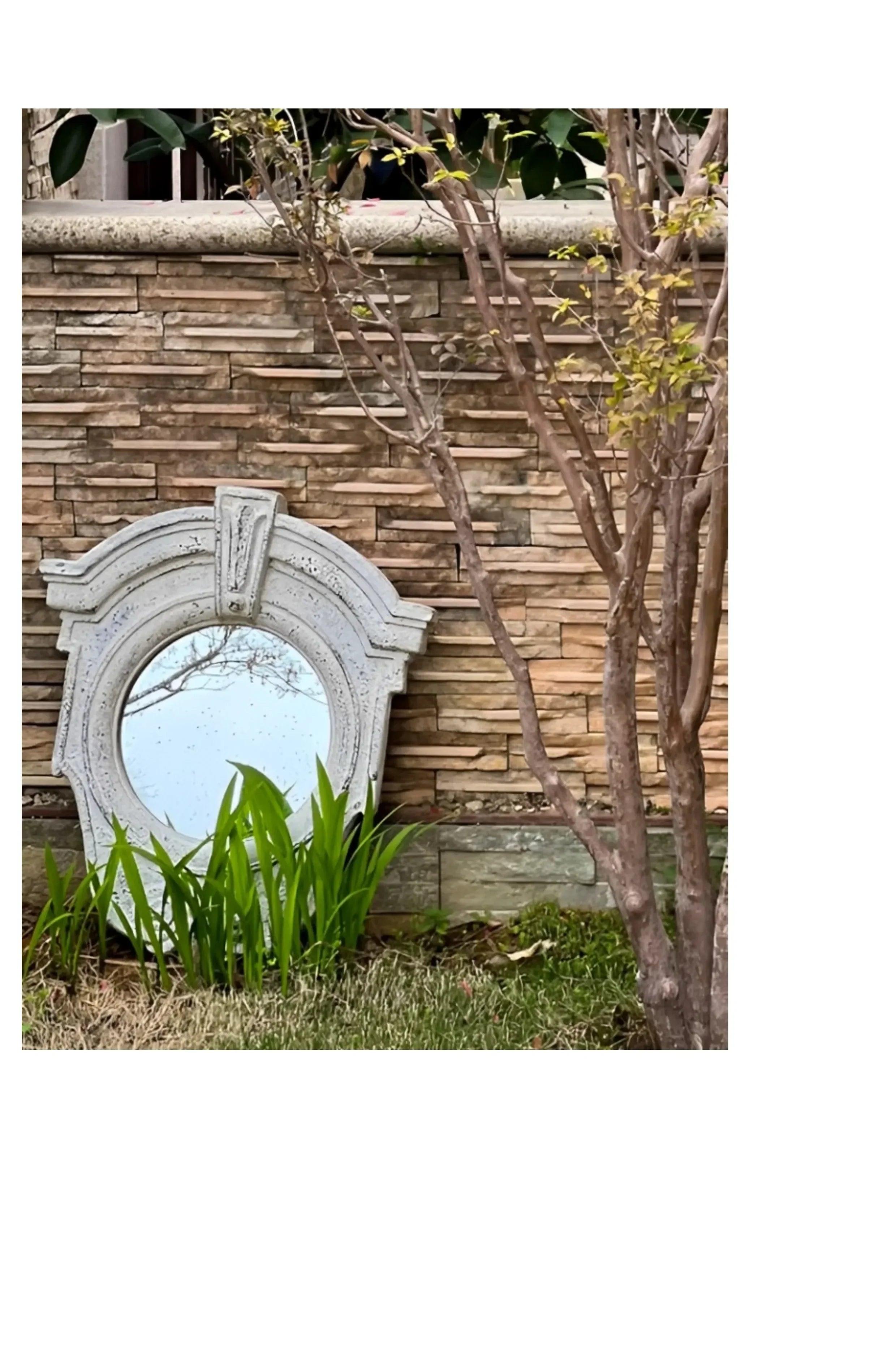 Wall-mounted garden mirror outdoor courtyard decor for balcony rustproof background wall creative homestay decoration