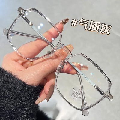 Blue Light Blocking Glasses Fashion High-end Men Optical Clear Glasses Black Oversized Square Frame Eyeglasses Women Eyewear