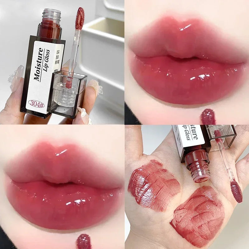 Nude Grey Mirror Jelly Lip Gloss Water Light Gloss Moisturizing Non-stick Cup Stain Lip Glaze Waterproof Lasting Makeup Cosmetic