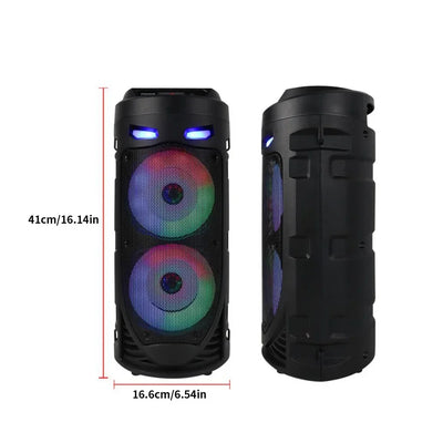 Bluetooth Wireless Speaker Stereo Speaker Support USB/TF/AUX/FM/BT/MIC Loud Boombox Speaker with Bass Lights for Outdoor Party