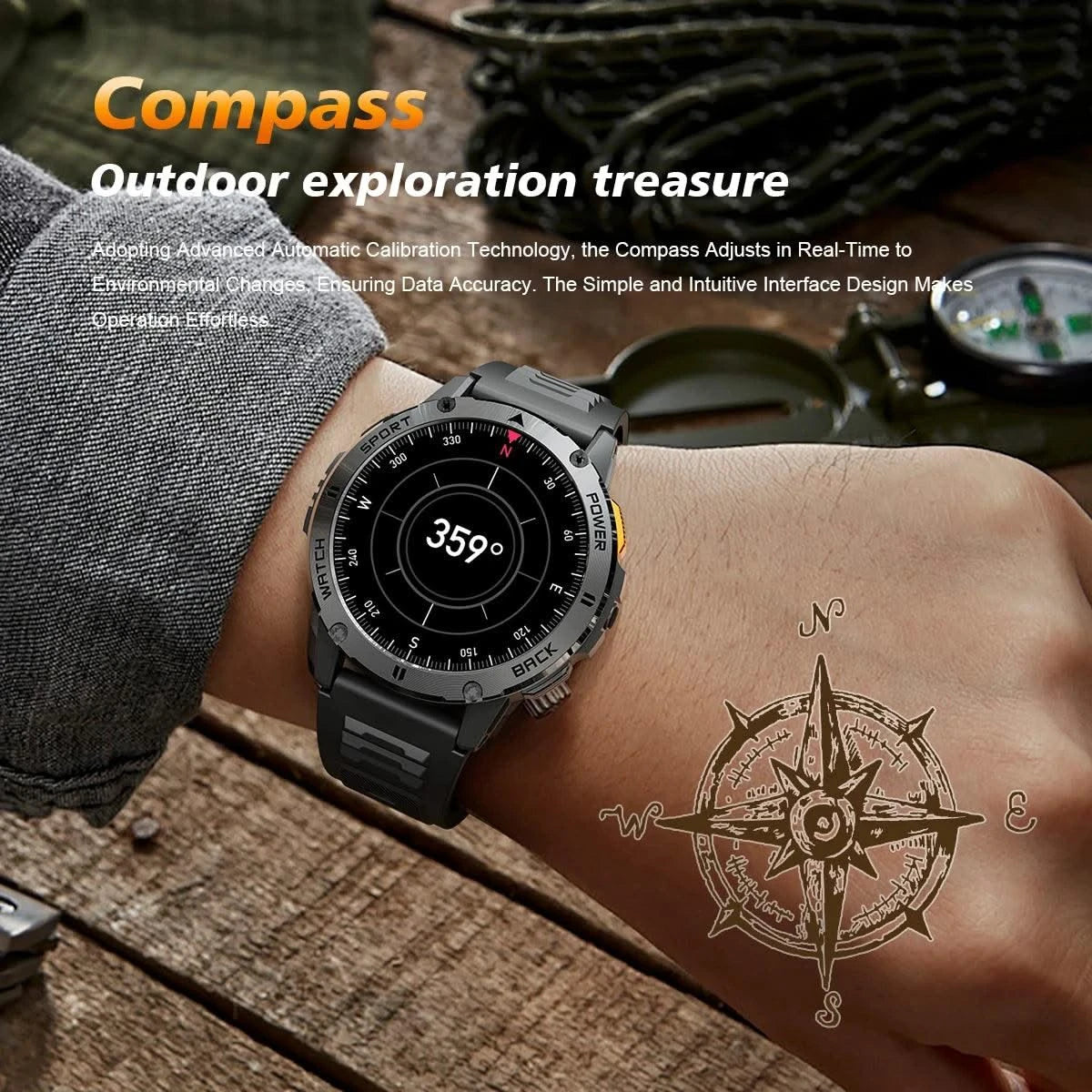 2025 New For Xiaomi IOS Compass Outdoor Smart Watch Men 1.43'' HD AMOLED Screen GPS 400 Mah Battery Bluetooth Call SmartWatches