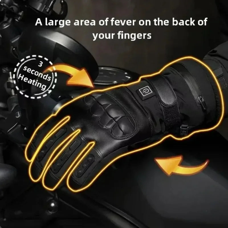 Heated Motorcycle Gloves Cycling Winter Glove Man Bicycle Supplies Thick Protective Gloves Electric Gloves With Heating Function