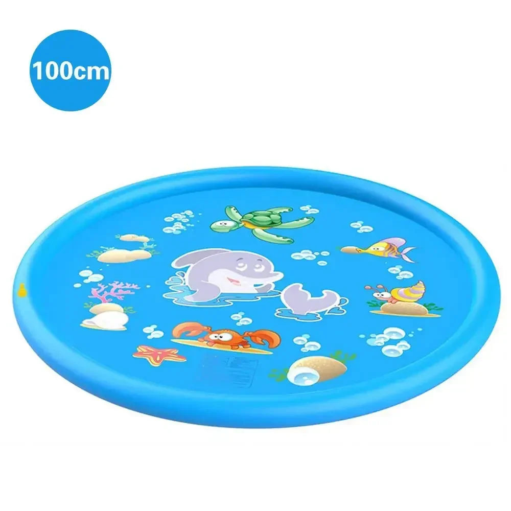 Baby Play Water Games Mat - 100cm Children Beach Pad, Outdoor Inflatable Spray Water Sprinkler
