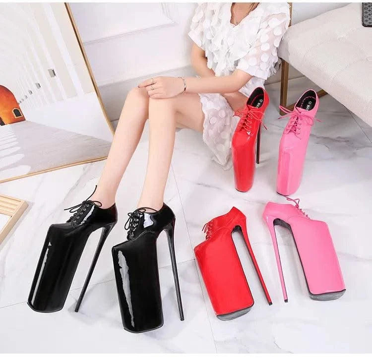Women's Waterproof Platform High Heel Shoes 30cm | Lace up Fashion High Heel Shoes New | Trendy Model Shoes