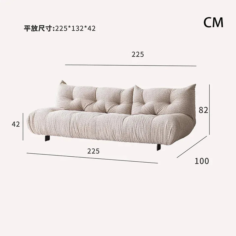 Alpaca Velvet Creamy Style Sofa Bed Foldable for Small Rooms Multifunctional for Lounging Sleeping Lazy Comfort Furniture FYLS