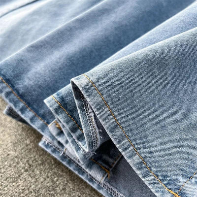 Designer Denim Dress Women Long Dresses Single Breasted Big Turn-down Collar Waist Slimming Temperament Split A-Line Vestidos