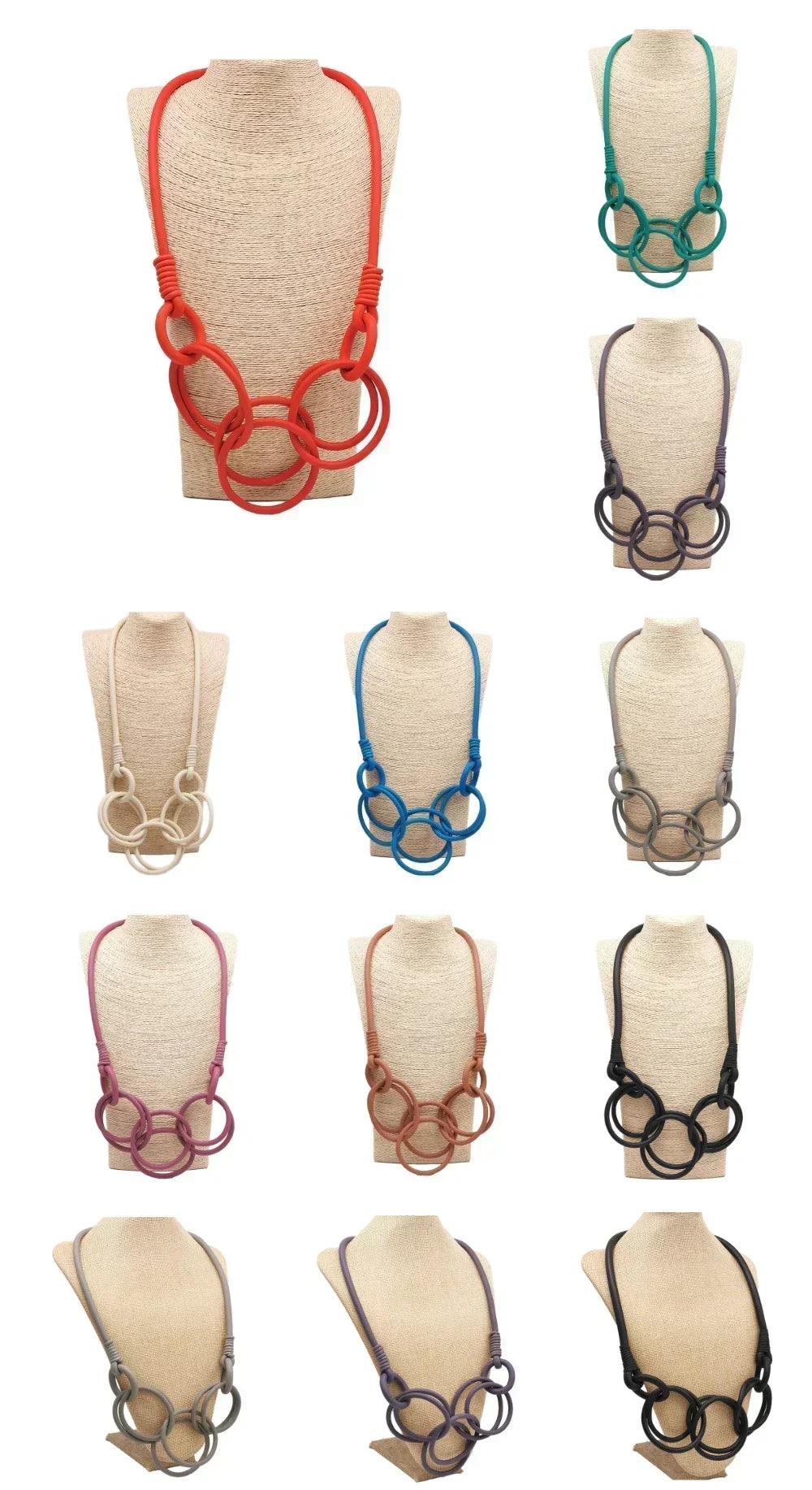 Barwodo new rubber chain necklace for women simple handmade elasticity jewelry sweater chains party accessories luxury