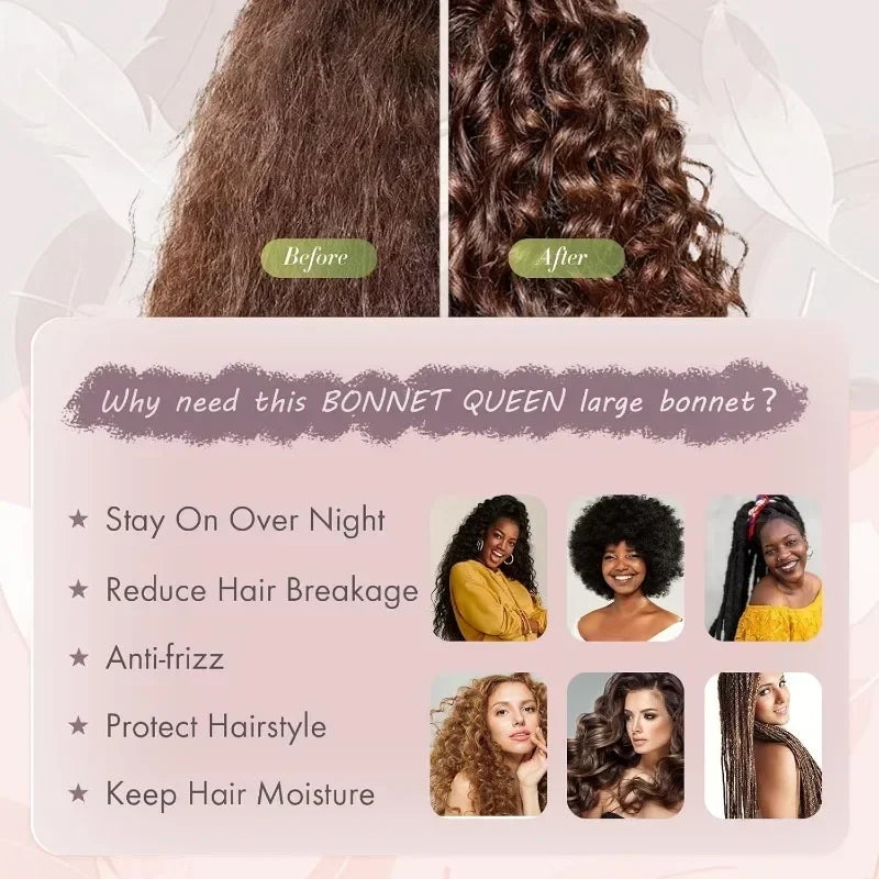 Silk Bonnet for sleeping Women Satin bonnet Hair Bonnet Night Sleep Cap Scarf wrap for Curly Hair with tie Band Black