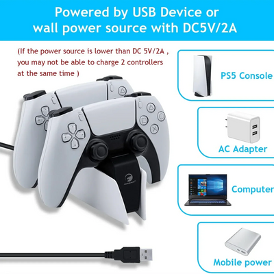 Game Wireless Charging Station for PS5 with Dual Fast Charger Dock and LED Charging Indicators