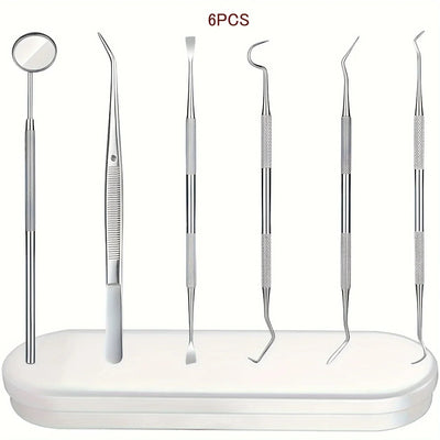 Tooth Cleaning Kit, Including Case, Tongue Scraper, Tweezers Scrapers Debris Removers,Toothpick Tools, Featuring Non-Slip Handle