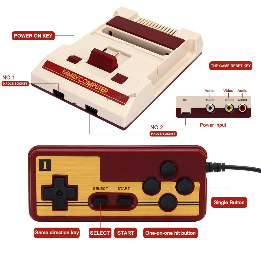 8 Bit Video Game Console Built in 500 Classic Games Family Computer TV Game Consola Support Game Cartridge For FC Retro Gaming