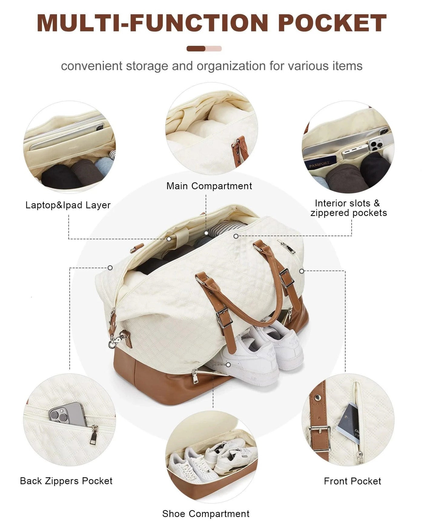 Expendable Travel Bag for Women, Duffle Bag & Gym Bag