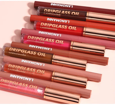 12PCS Retro Lip Set 6 Lipliner 6 Dripglass Oil Matte Shiny Long Lasting Makeup Kit Cosmetics Beauty Essentials