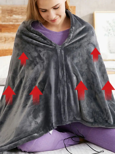 USB Electric Heated Blanket 3 Heating Levels Fleece Heated Blanket Wearable Body Warmer Blanket for Household Office