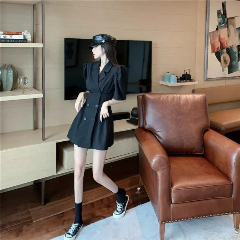 Dresses for Chic and Elegant Ladies Vintage Trend Women's Summer Suit Dress 2024 Black New Hit Sexy Casual Korean Party Fashion