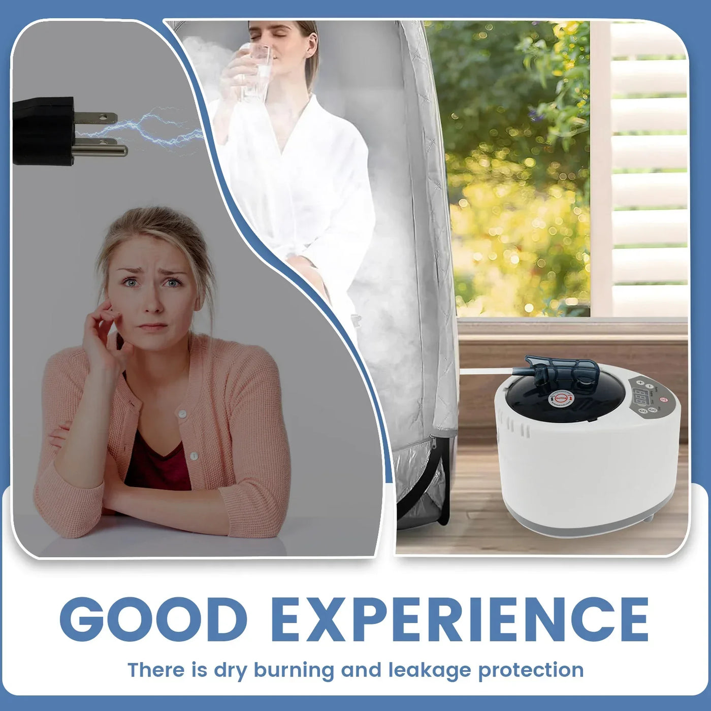 New 3L Sauna Steamer Machine 1000W US Steam Pot Generator with Protection Large Capacity Sauna Steamer for Bath Tub Sauna Room