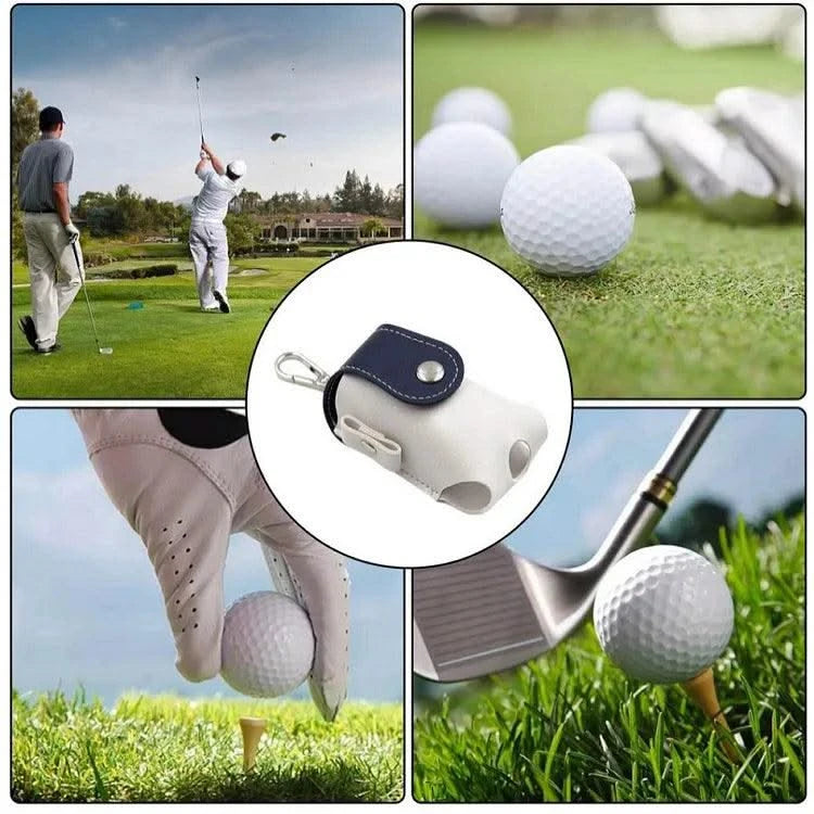 Golf Ball Mini Bag PU Leather with Golf Tees Golf Ball Pouch Hang on Waist Bag Golf Belt Gift for Husband Golf Sport Accessories