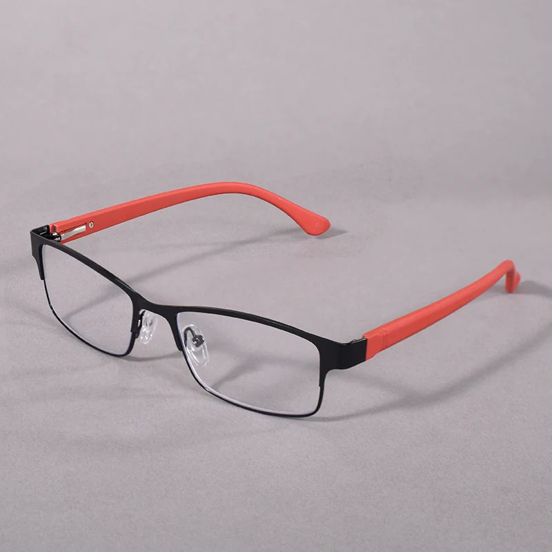 Blue Light Blocking Reading Glasses Men Computer Readers Metal Frame with Spring Hinge Square Frame For Men Women+100+150+200