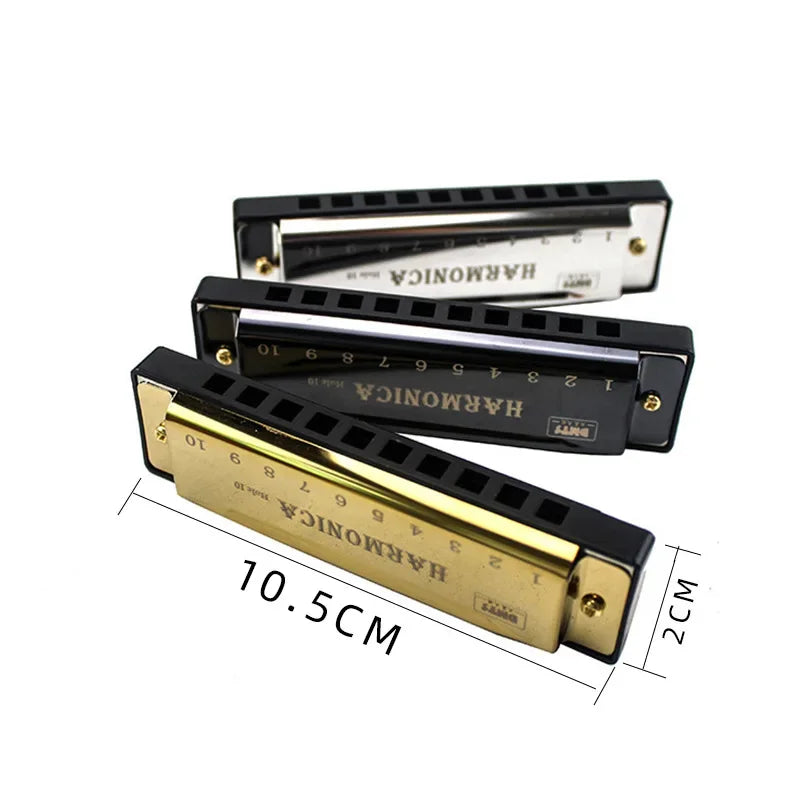 Metal Harmonica Key of C 10 Hole Chromatic Scale Harmonica with Box for Beginner Students Kids Gift