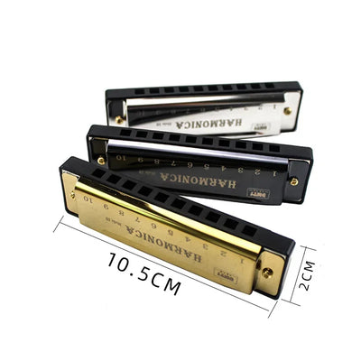 Metal Harmonica Key of C 10 Hole Chromatic Scale Harmonica with Box for Beginner Students Kids Gift