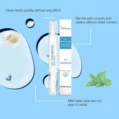 Pet Toothbrush Pen Teeth Clean Fresh Breath Pet Toothbrush Paste Brush One Easy To Use Cat Tooth Brush ToothbrushSet Accessories
