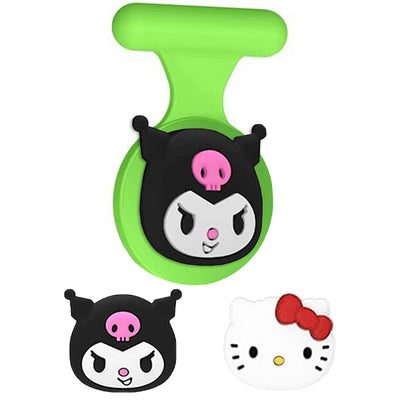 Green Hello Kitty and Kuromi Silicone Luggage Tag with AirTag Holder