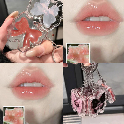 Butterfly Solid Lip Gloss Beauty Mirror Water Optical Gloss Gloss