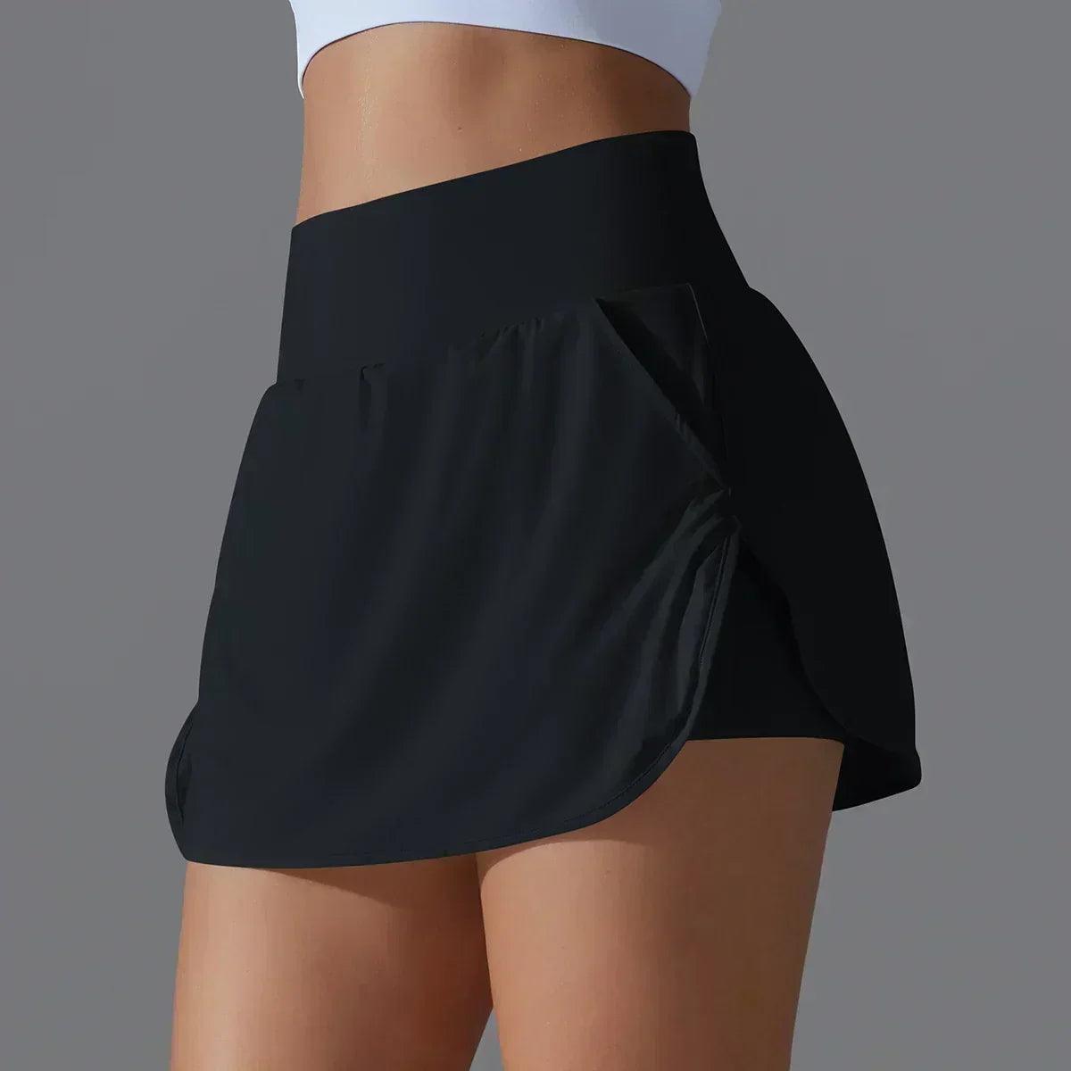 Women gym running shorts double deck quick dry sport fitness jogging workout with pocket sports tight short