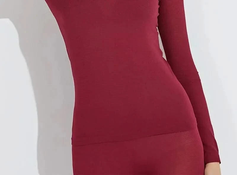 Women traceless thermal underwear set unisex intimate pajamas ultra-thin winter constant temperature long sleeve lingerie 2 piec