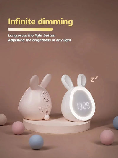 Kids Cute Rabbit Alarm Clock With Night Light Stepless Dimming Led Digital Alarm Clock For Boys Girls