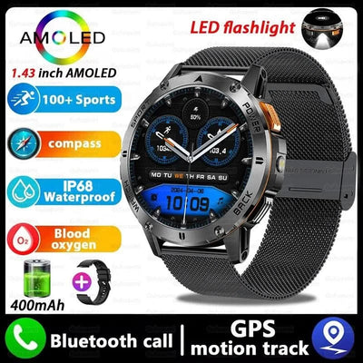 2025 New For Xiaomi IOS Compass Outdoor Smart Watch Men 1.43'' HD AMOLED Screen GPS 400 Mah Battery Bluetooth Call SmartWatches