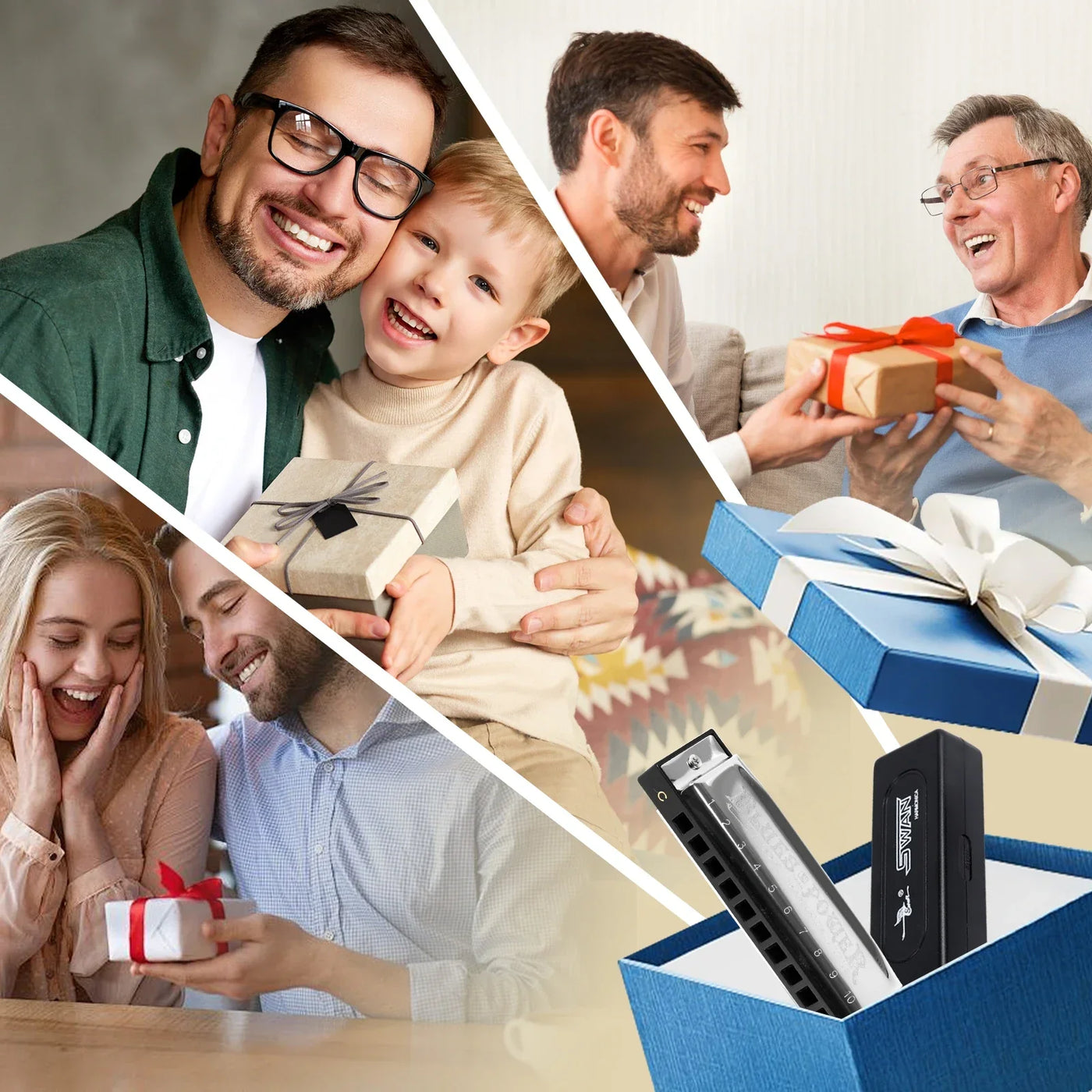 Diatonic Blues Harmonica 12 Keys Available Mouth Organ Harmonica10 Hole 20 Tone Diatonic Harp with Case for Student Teacher Gift