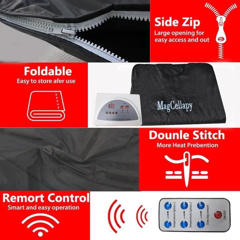 Far Infrared Sauna Blanket Body Sculpting Sauna Bag Professional Detox Therapy Anti-Aging Beauty Machine Fitness Machine Black