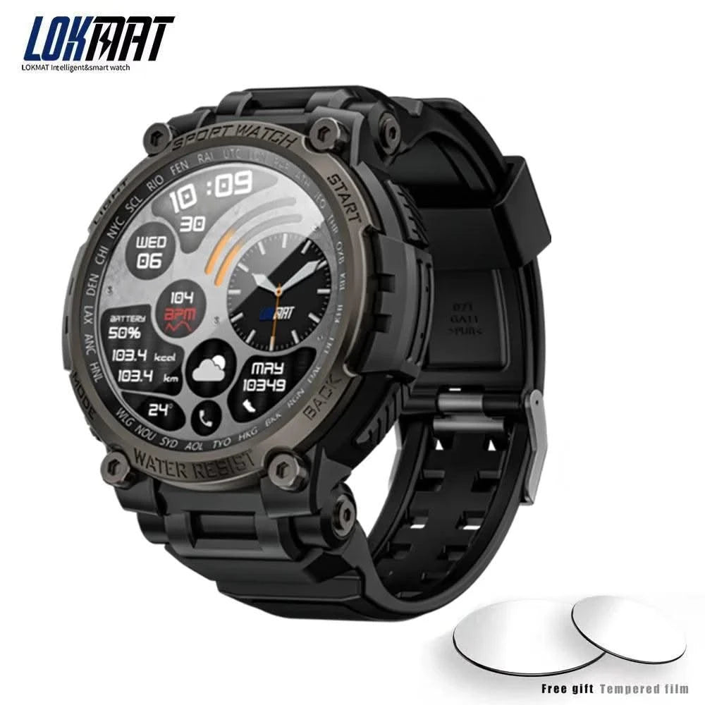 LOKMAT New ATTACK MAX Sport Rugged Smart Watch BT Calls Waterproof Military Smartwatches Heart Rate Monitor Fitness Tracker