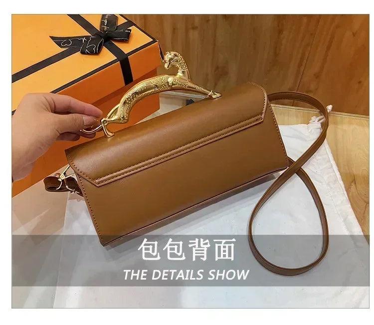 Women’s handbag new bags for women metal handle leather famous brand designer crossbody fashion trend shoulder bag
