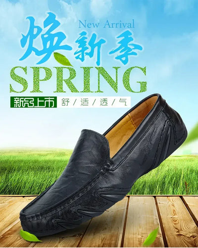 Autumn Shoes for Men Leather Casual Shoes Luxury Italian Men's Loafers Moccasins Breathable Black Versatile Driving Shoes 2024