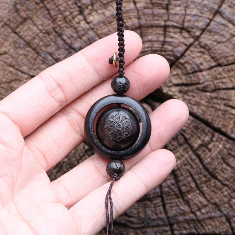 Handmade Original Tibetan Buddhism Ebony Keychain Handmade Retro Wooden Keychain