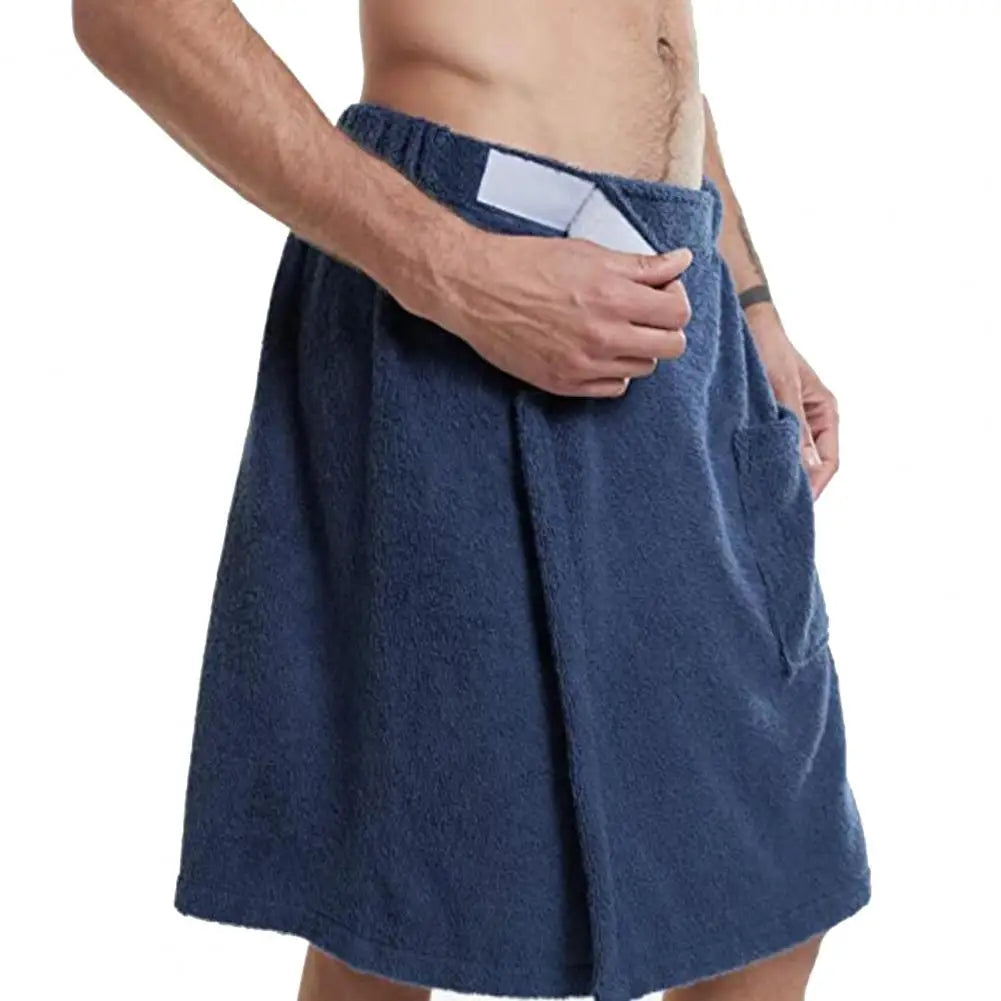 Men Half Body Bathrobe Bath Towel Adjustable