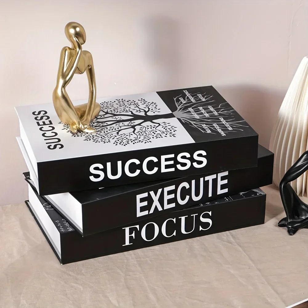 Set of 3 inspirational desk decor books suitable for home office room fake