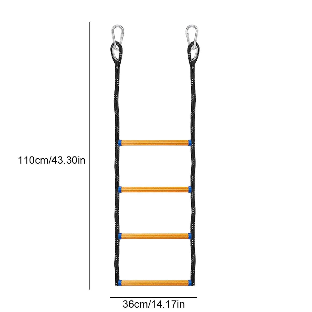 4 Step Boat Rope Ladder Folding Heavy Duty Climbing Rope Assist Boat Ladder for Inflatable Boat Kayak Motorboat Canoeing