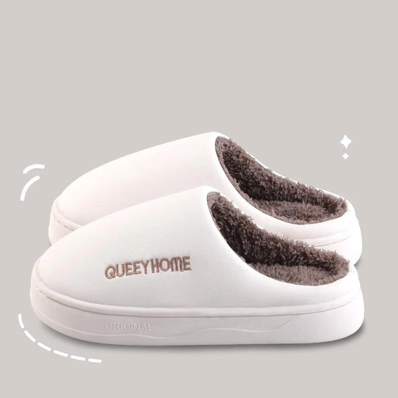 Indoor Home Comfort 2025 New Winter Slippers for Men & Women: Plush Warm Fleece Lining, Anti-Slip Thick Sole