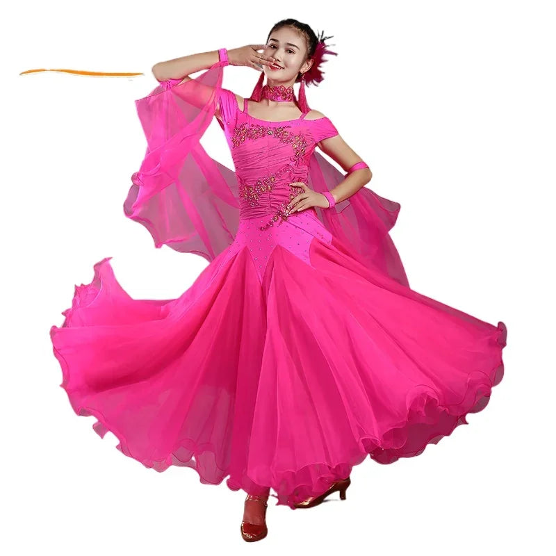 2025 Newest Woman Ballroom Dance Competition Dress Dance Ballroom Waltz Standard Dance Dress Women Ballroom Dress 009