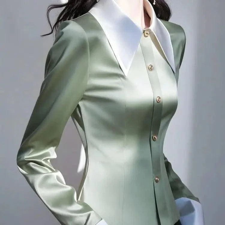 Pink Satin Women Waist-hugging Professional