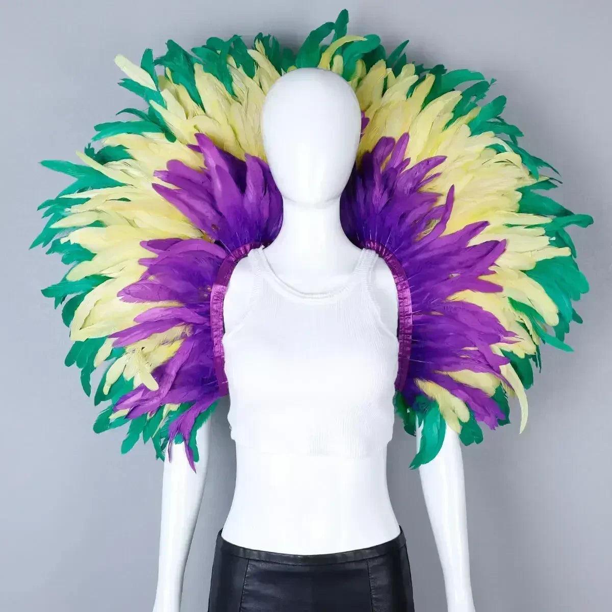 Designer feather scarf (punk halloween carnival masked ball party)accessory