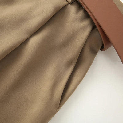 TRAF Women's Pants High Waist Wide Leg Pants with Belt Satin Long Trousers Pockets Casual Baggy Pants Summer Elegant Lady Pants