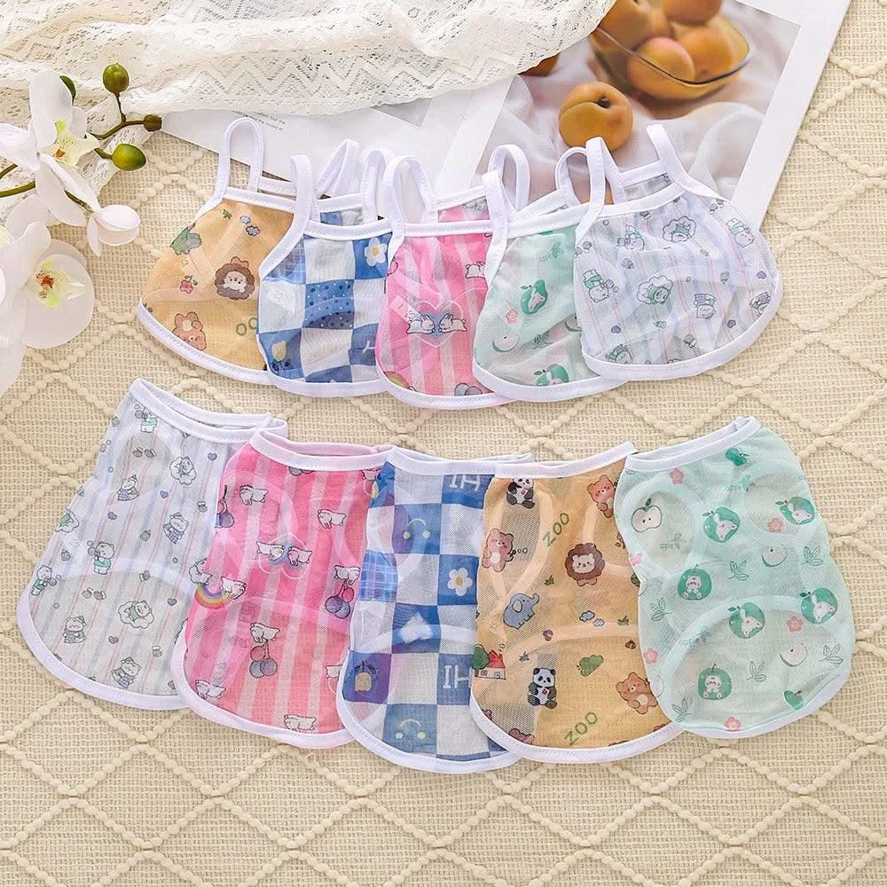 Pet clothing is fresh cute fashionable summer thin cat and dog clothing breathable mesh suspender and stylish vest
