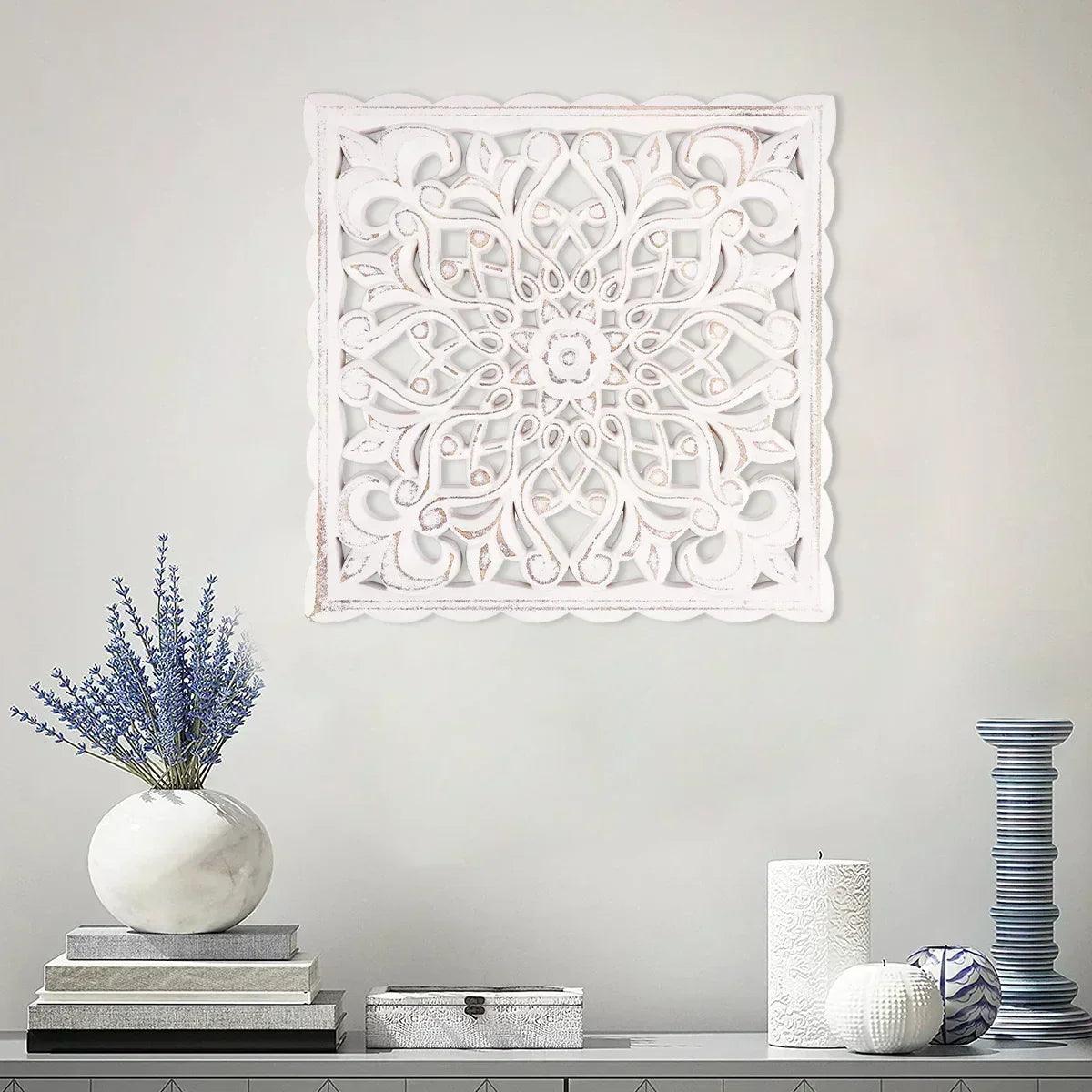 Hollow carved wooden wall decor floral panel hanging ornaments old decorative background