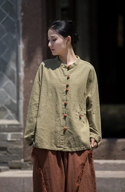 Women's Literary Vintage Ramie Linen Tops