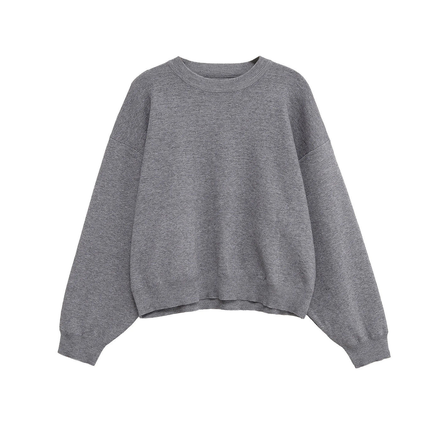Women's clothing autumn new products simple casual and fashionable ribbed round neck long sleeve knitted sweatshirt
