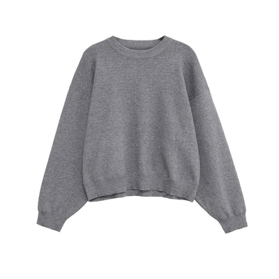 Women's clothing autumn new products simple casual and fashionable ribbed round neck long sleeve knitted sweatshirt